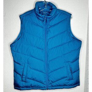 Lands End Puffer Vest Womens XL 18 Blue Down Quilted Zip Warm Outerwear